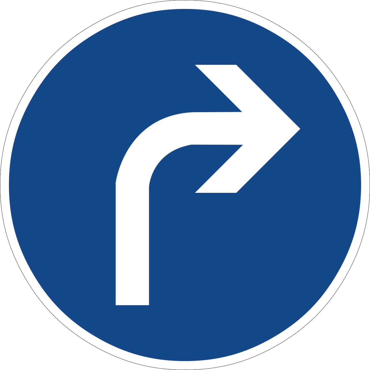 Zeichen 209 - Vorgeschriebene Fahrtrichtung, rechts, StVO 2017