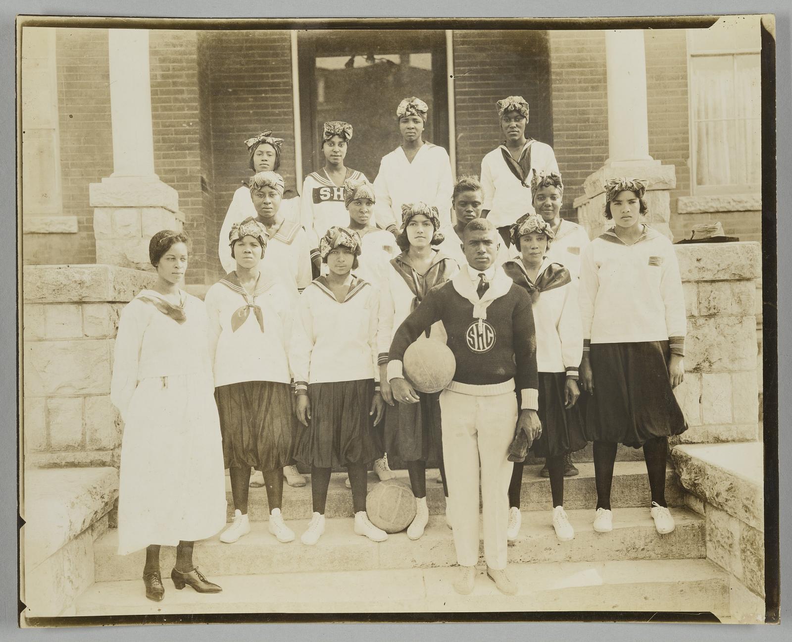 Group portrait of the Samuel Huston College women's basketball team