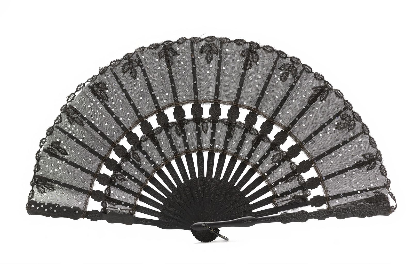 Woman's black lace fan owned by members of the Ellis family