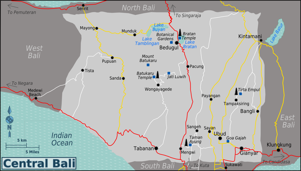 সেন্ট্রাল বালি অঞ্চলের মানচিত্র