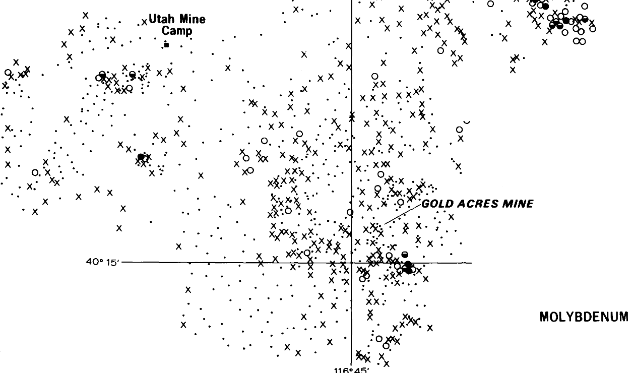 Distribution of gold, silver, and other metals near Gold Acres and Tenabo, Lander County, Nevada