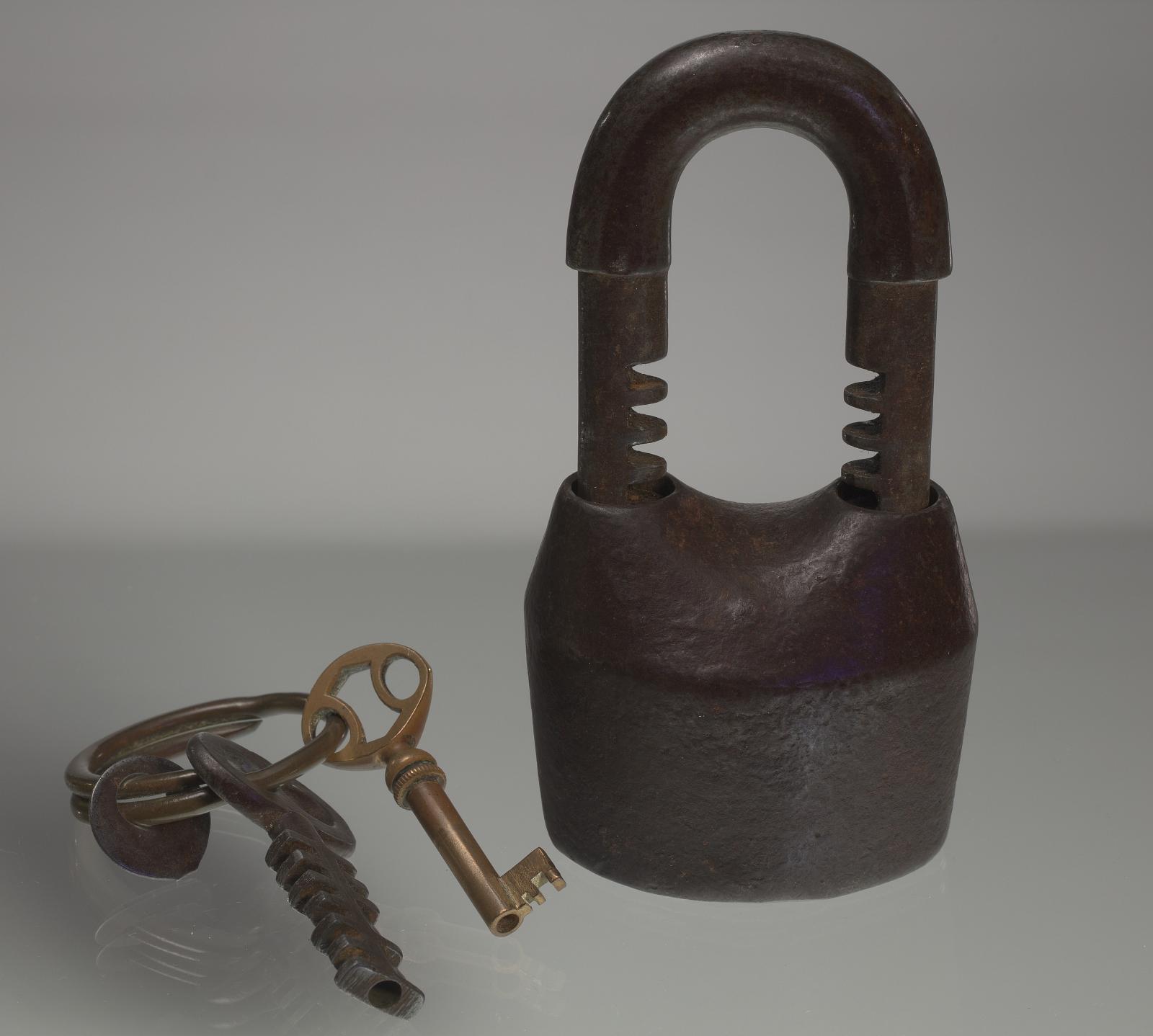 Iron lock and set of keys owned by members of the Ellis family