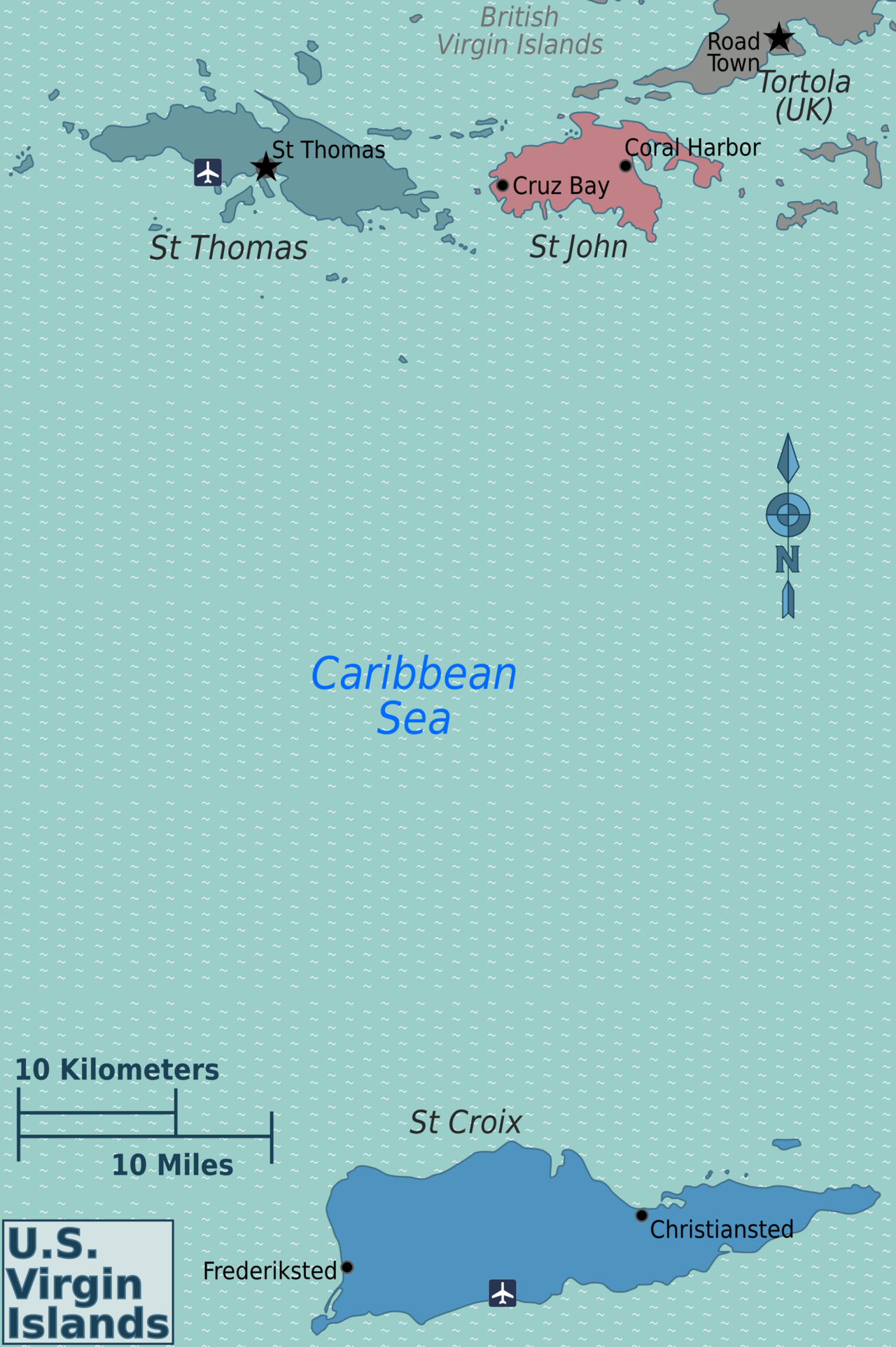 US Virgin Islands regions map