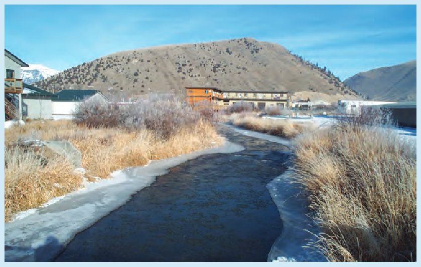 View looking upstream on Flat Creek below Cache Creek, near Jackson, Wyoming, on November 21, 2000.