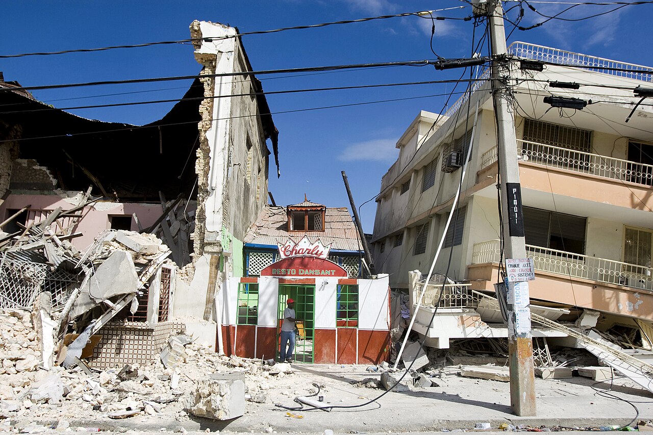 Damaged building as a result of the 2010 Haiti earthquake.