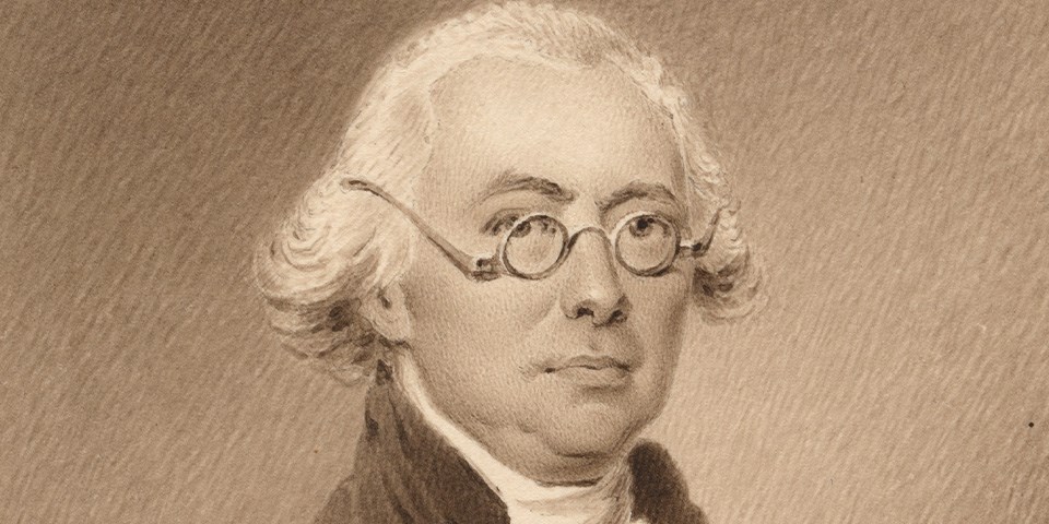 Portrait of James Wilson in spectacles, facing right