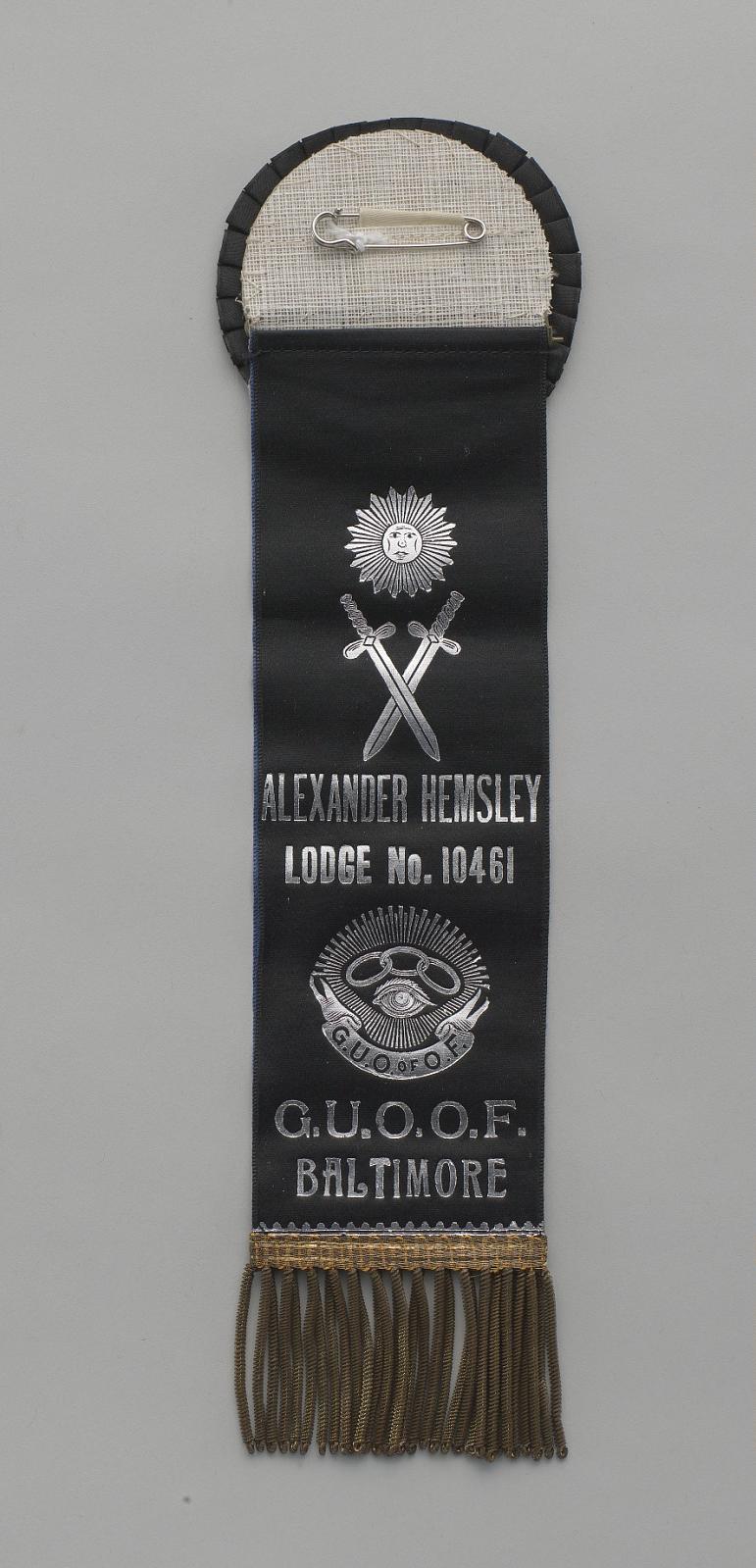 Ribbon for Grand United Order of Odd Fellows Lodge No. 10461