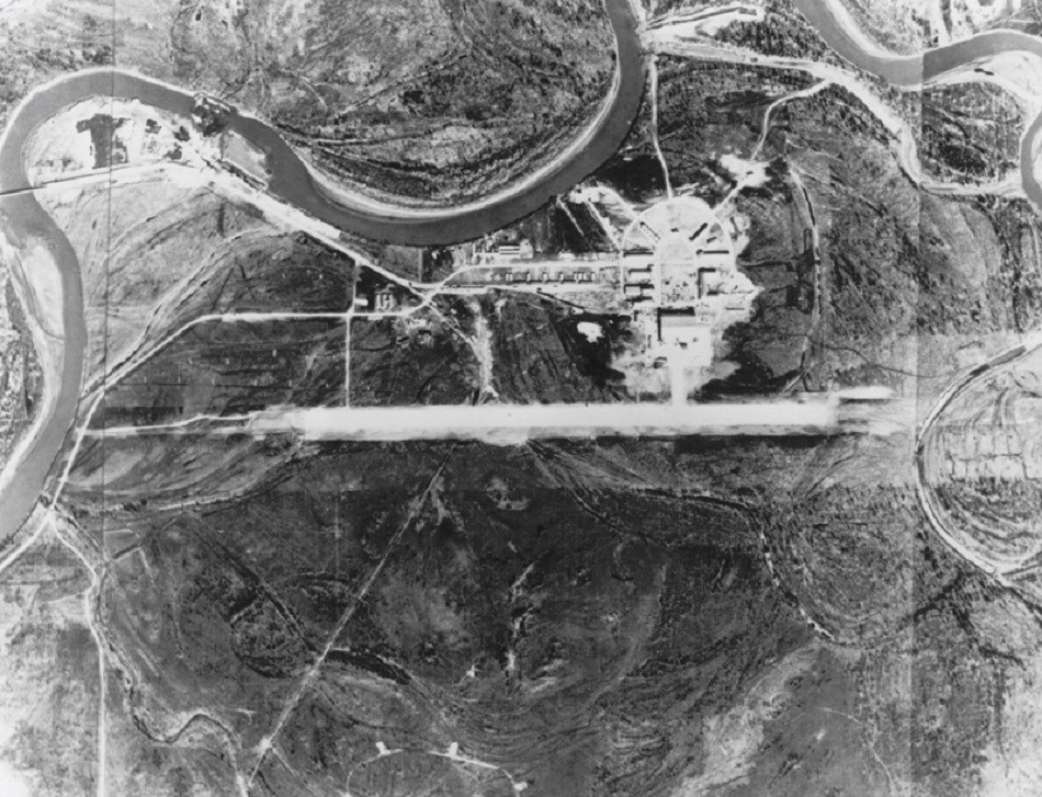 Aerial photo of Ladd Field under construction in 1939