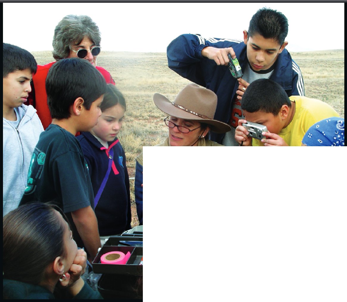 Dr. Janet Ruth of the Fort Collins Science Center, U.S. Geological Survey, studying wintering grassland birds in southeastern Arizona with the help of local student volunteers.