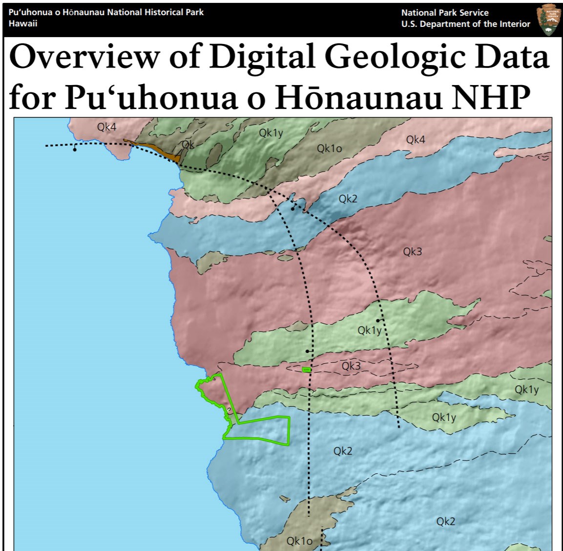 Geologic map of Puʻuhonua o Hōnaunau National Historical Park
