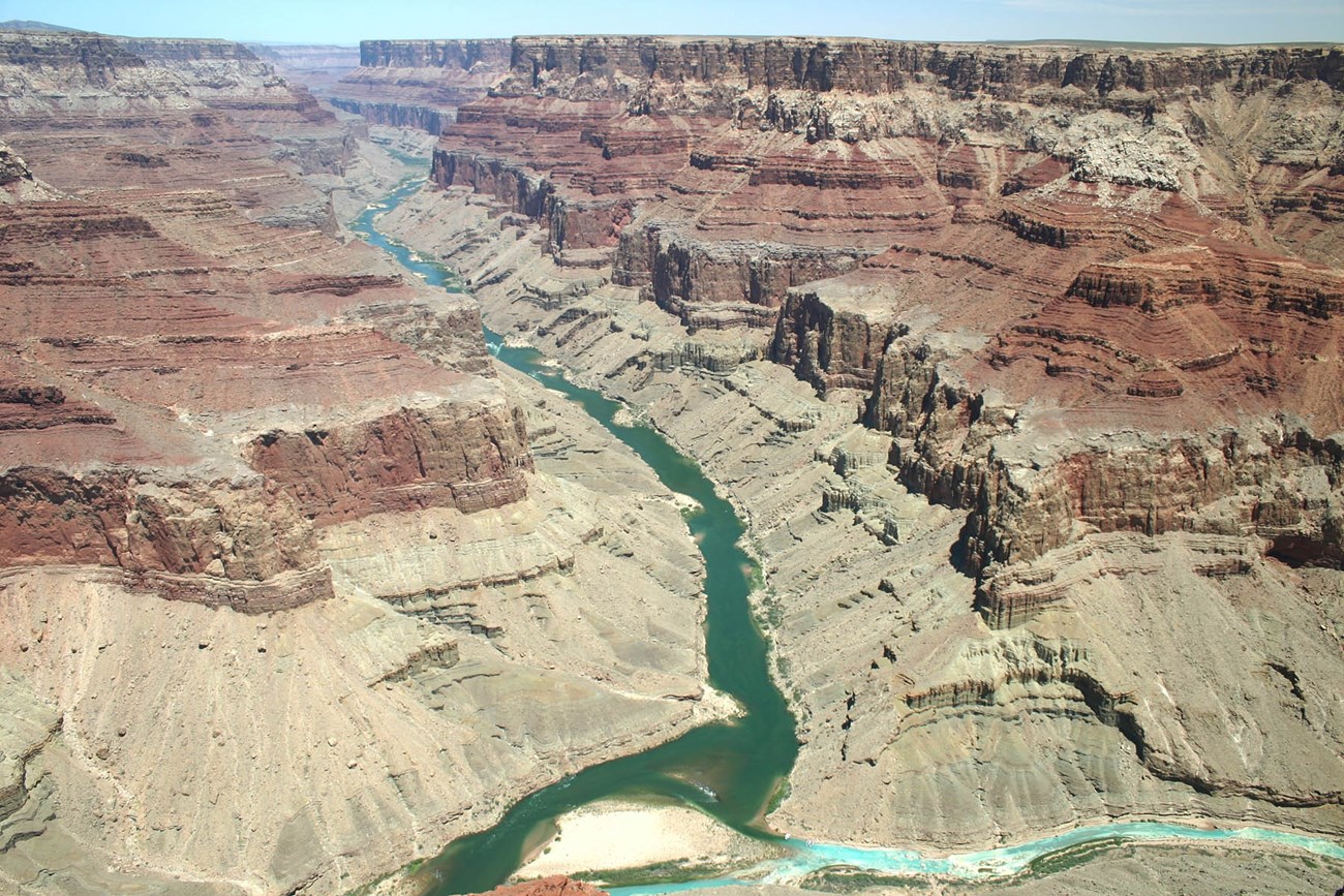 Marble Canyon at the confluence of the Colorado and Little Colorado rivers, looking north