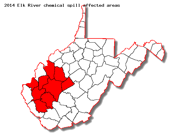 2014 Elk River chemical spill affected counties