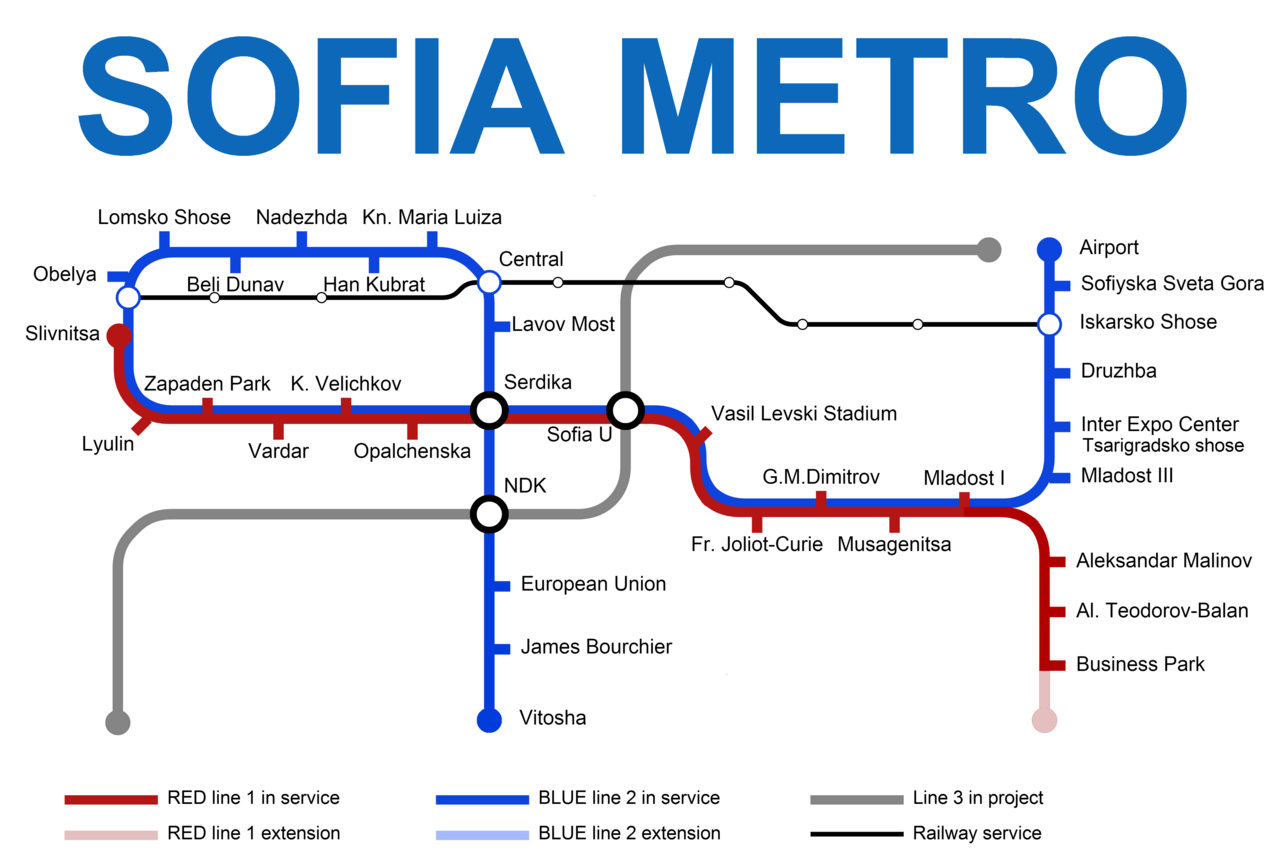 Схема софийского метро