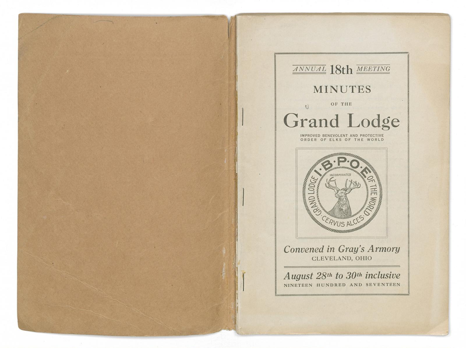 Annual 18th Meeting Minutes of the Grand Lodge, Improved Benevolent and Protective Order of Elks of the World