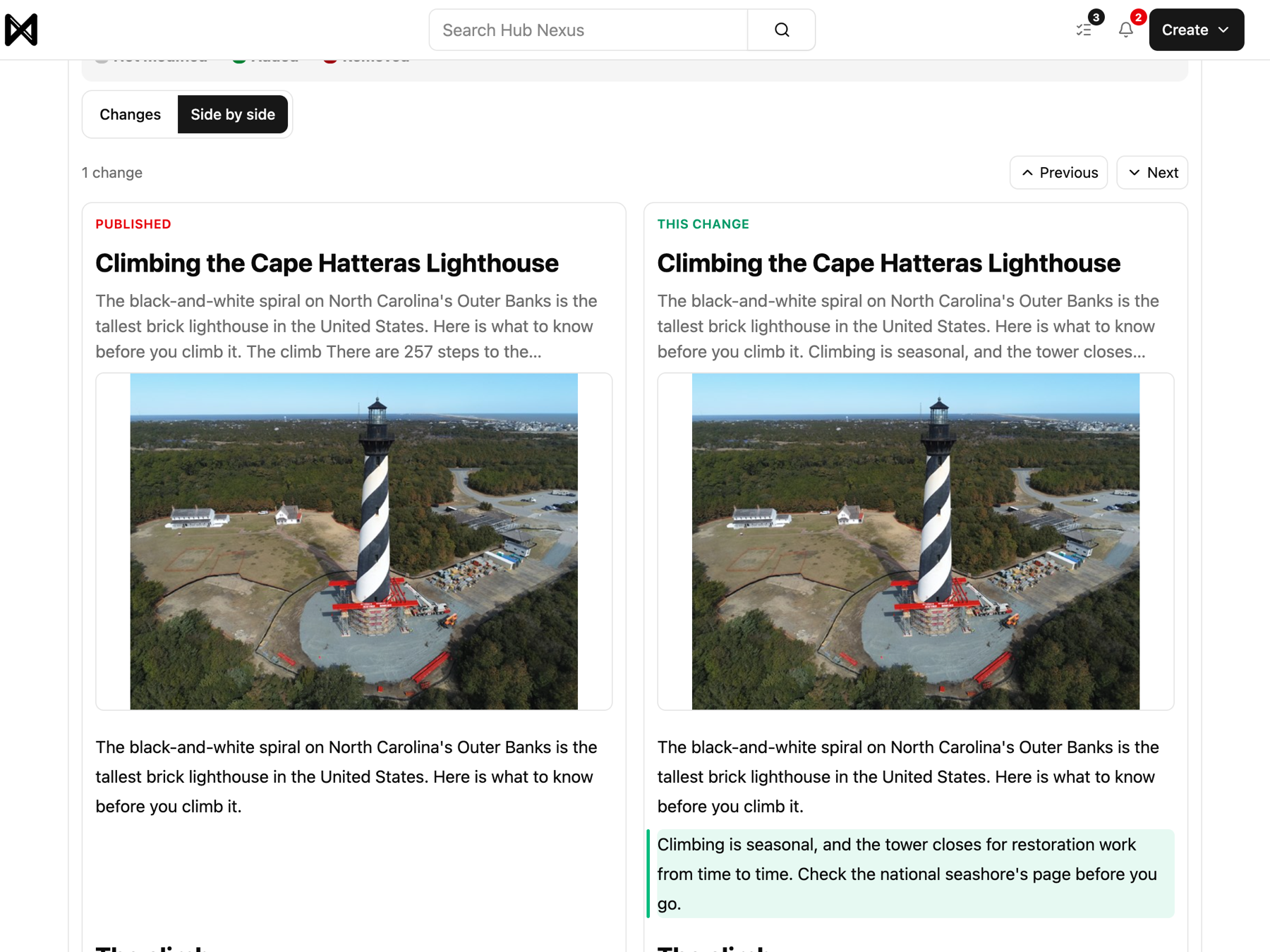 Reviewing side by side