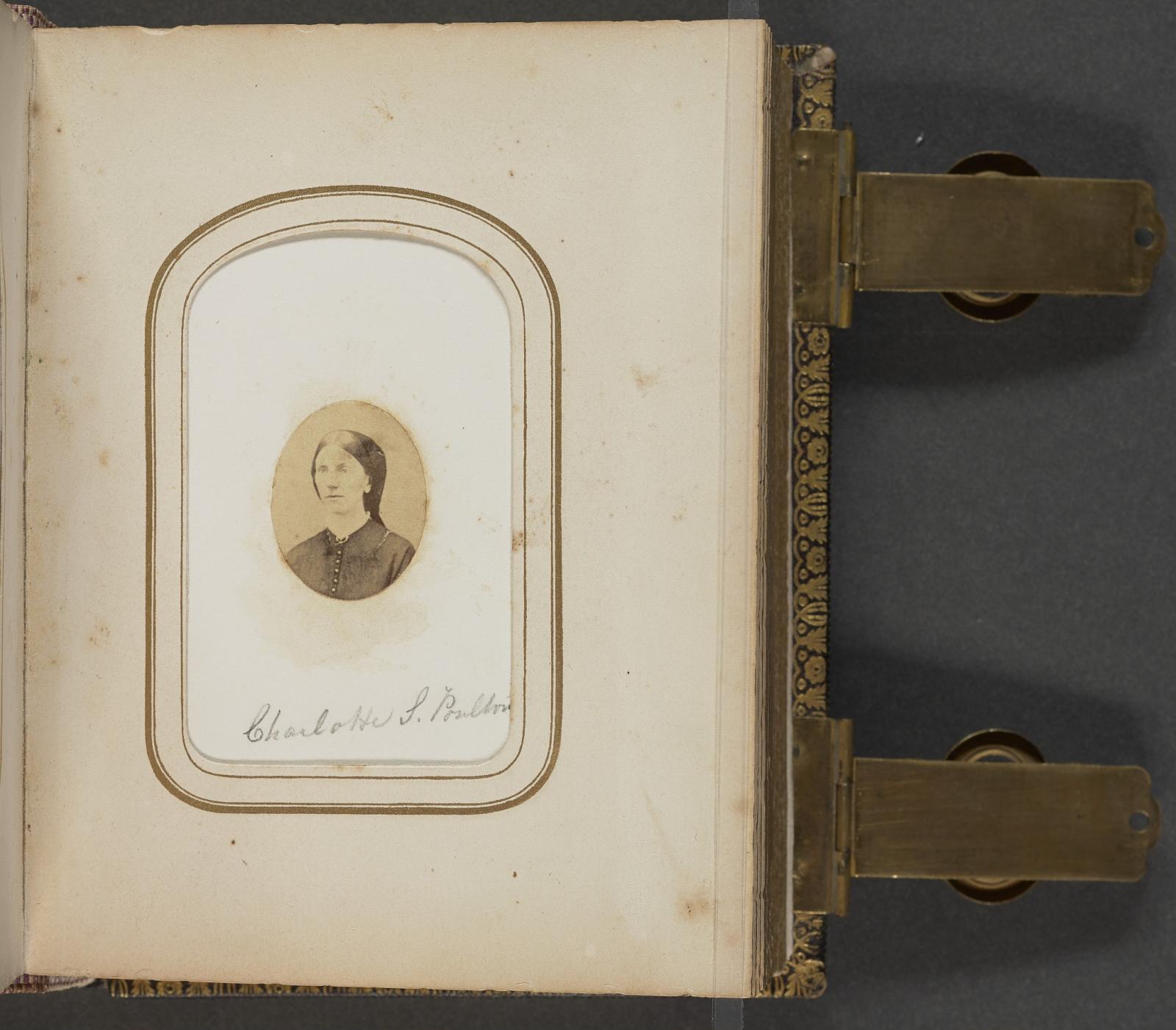 Albumen portrait of Charlotte S. Poulton mounted on paper