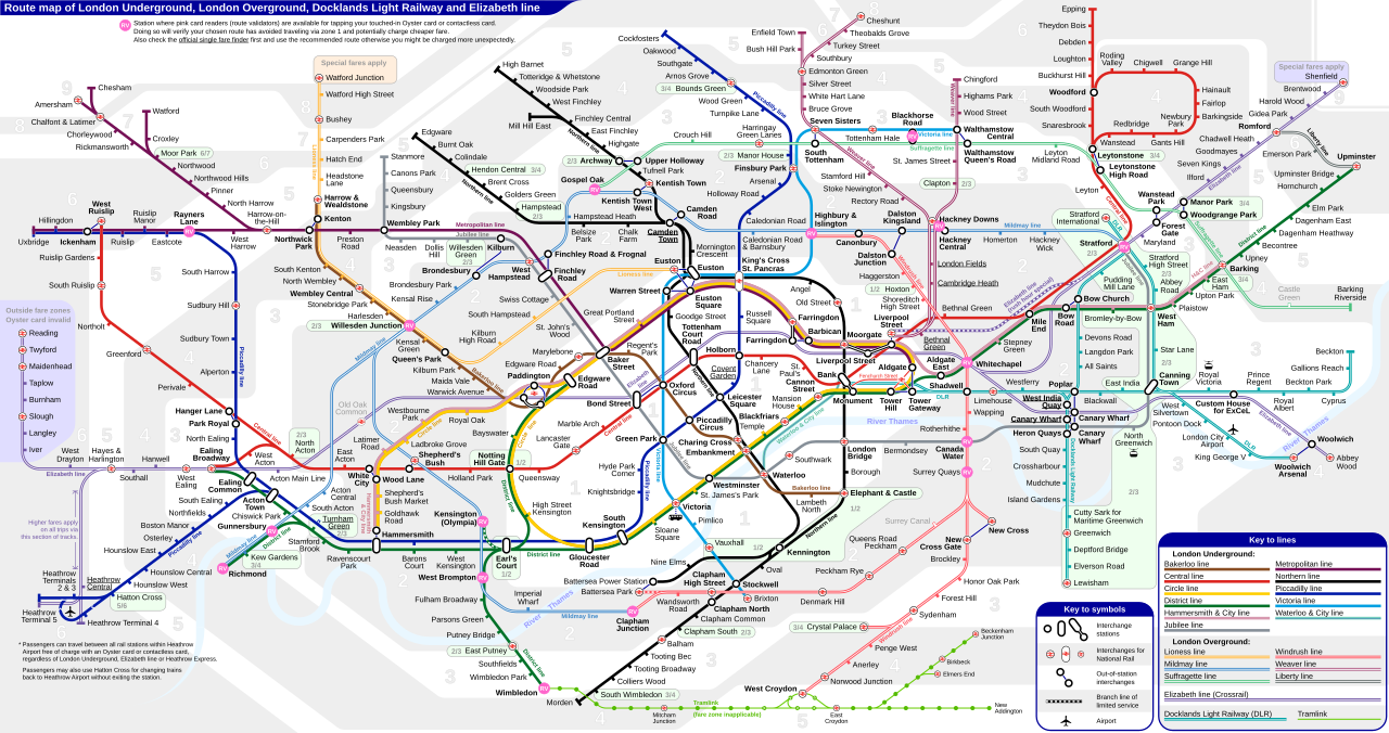 London Underground Overground DLR Crossrail map zone
