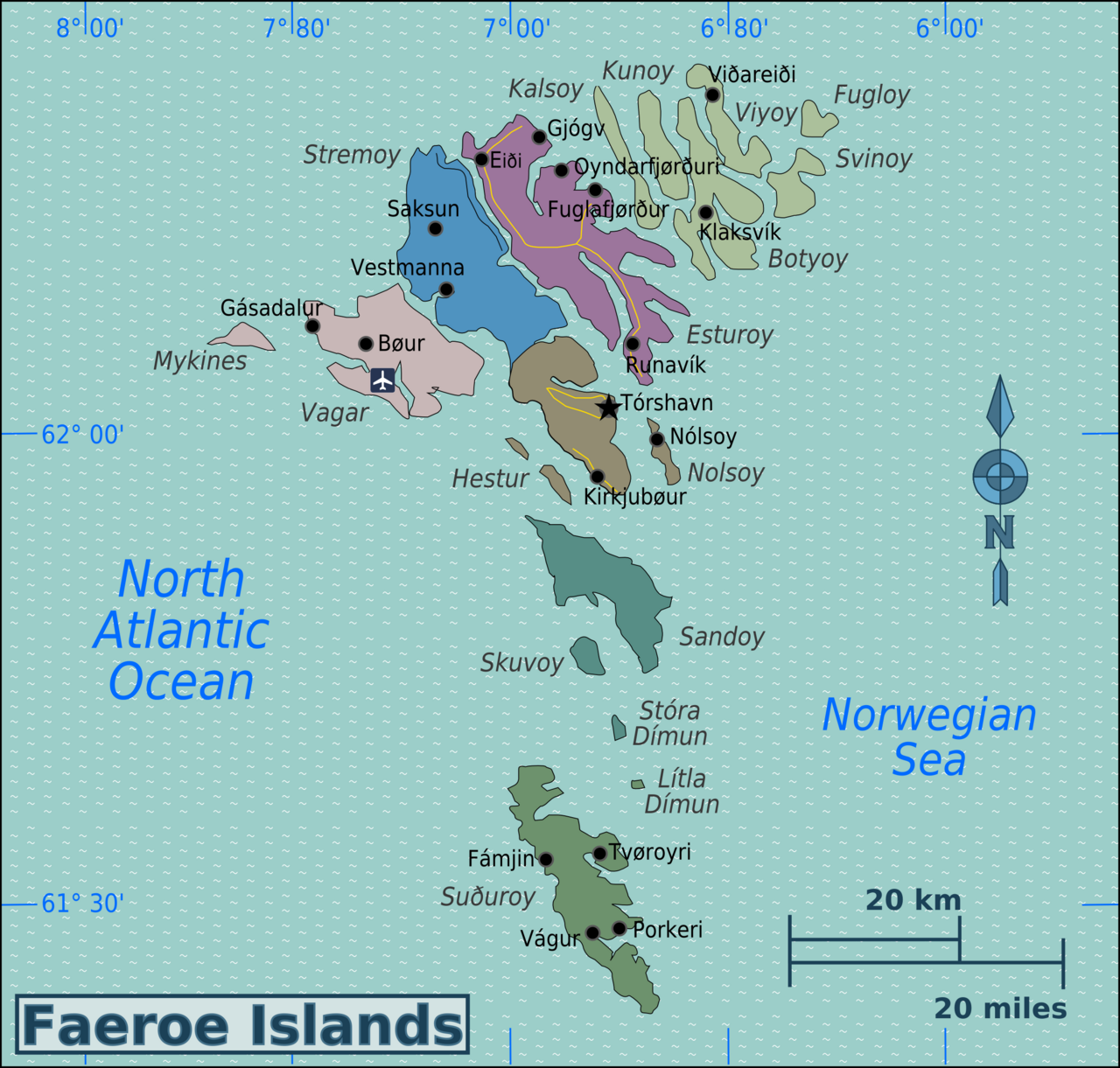 Faeroe Islands Regions map